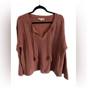 Frye & Co Rust Open Knit Sweater, size XL
